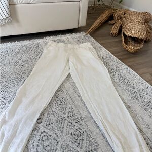 DKNY White Linen Semi Sheer Pullon Pants Pockets Size XS NWOT